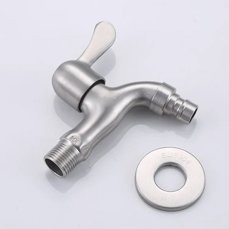

Stainless Steel Washing Machine Taps Wall-in Single Cold Fast Open Faucet Universal 4 Points Washing Machine Faucet Household