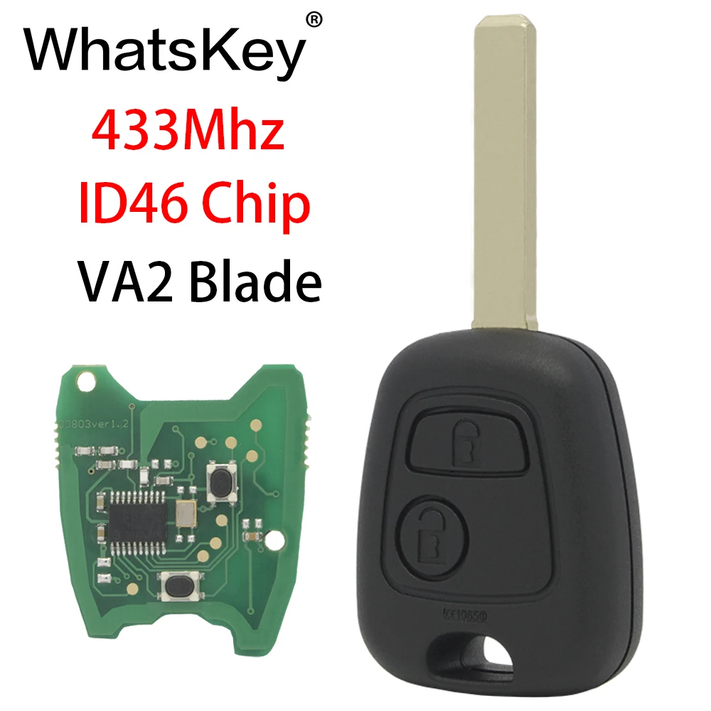 WhatsKey 2 кнопки 433 Мгц дистанционный Автомобильный ключ для Peugeot 307 407 Partner Citroen C1 C2 C3