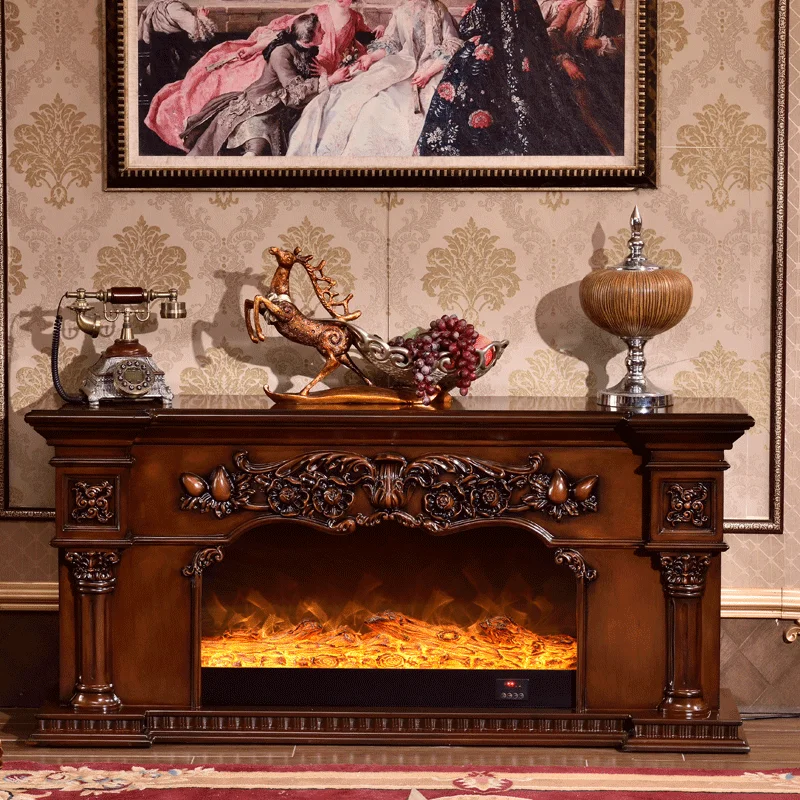 Living Room Decorating Warming Fireplace TV Stand Wooden Mantel W150cm  Electric Insert Firebox LED Optical Artificial Flame - AliExpress