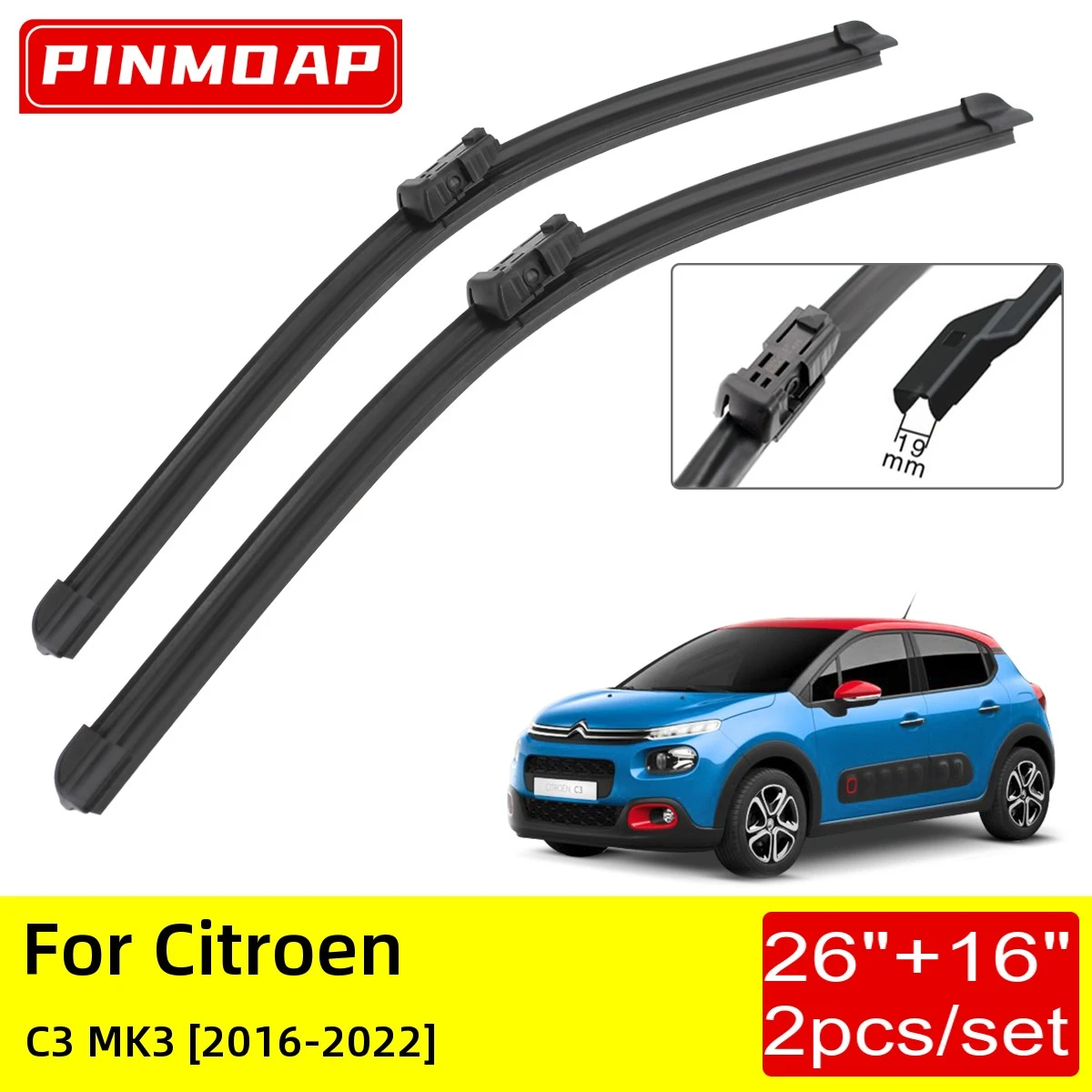 For Citroen C3 MK3 2016 2017 2018 2019 2020 2021 2022  Front Wiper Blades Brushes Cutter Accessories best windshield wipers