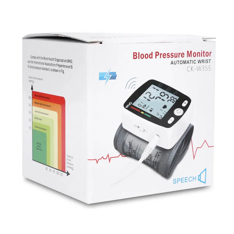 Тонометр перезаряжаемый BP Сфигмоманометр кровяное давление автоматический ЖК-монитор кровяного давления на запястье пульсометр