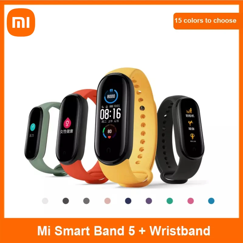 Xiaomi Mi Band 5 Global Version 9 Languages Smart Miband Screen Bracelet Heart Rate Fitness Traker Bluetooth Smart Band