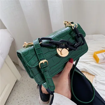 

Fashion Crocodile Women's Bag Chic Acrylic Chain Crossbody Bags Ladies Pu Leather Handbags Shoulder Messenger Bag Lady Handbag