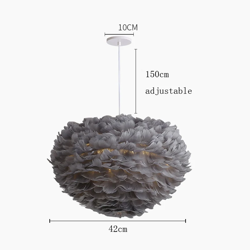 gray 42cm Подвесной светильник с перьями, современный подвесной светильник в скандинавском стиле, Романтический подвесной светильник для кухни, столовой, подвесной светильник с перьями - Цвет корпуса: gray 42cm
