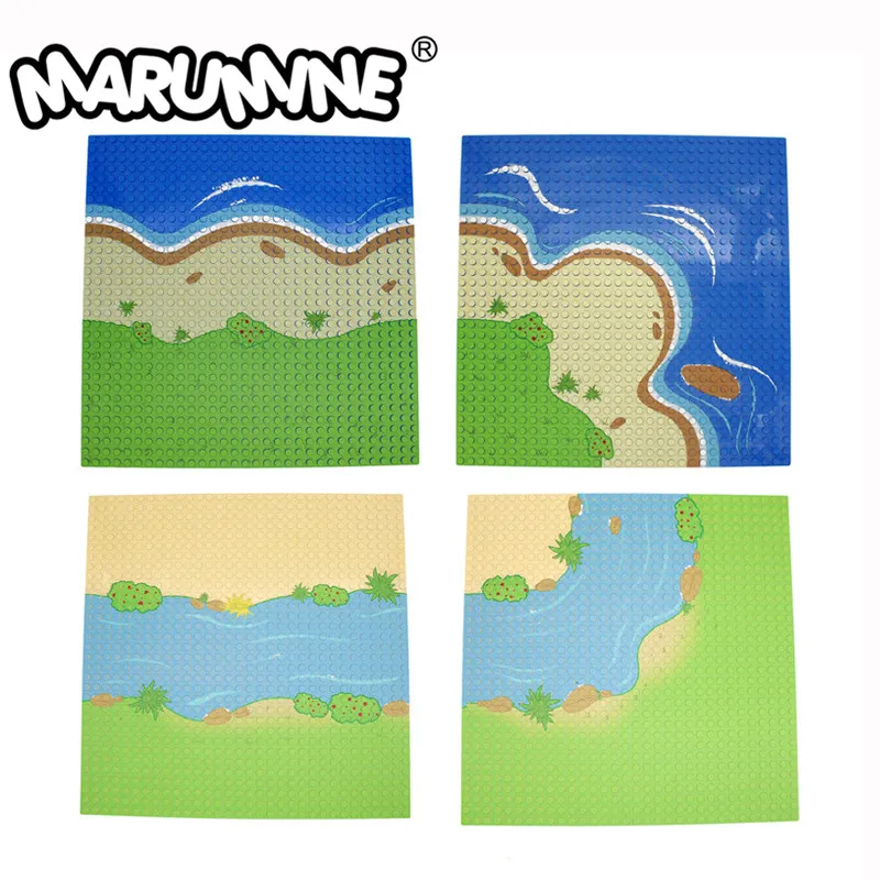 Marumine 32x32 placa Base bloques para tablero clásico DIY a granel ladrillos MOC pastizales selva océano naturaleza placa Base juguete educativo