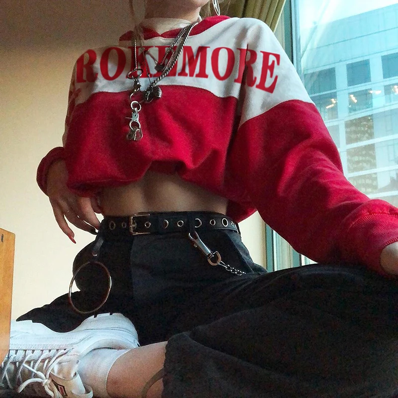 HEYounGIRL с буквенным принтом, повседневный укороченный топ, толстовка, женские корейские толстовки с длинным рукавом, пуловер, осенняя уличная одежда, свитшоты, женская рубашка