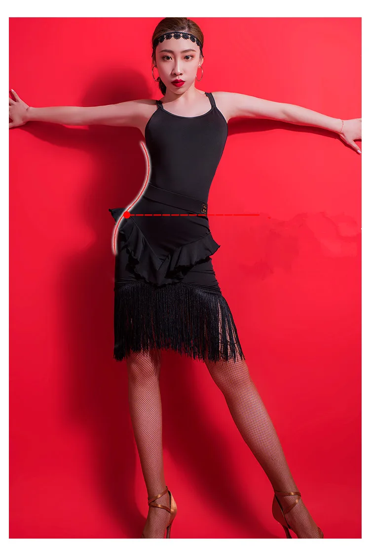 Latin Dance Dress Women Black Sling Sexy Backless Irregular Split Dresses Adult Salsa Samba Cha Cha Competition Wear