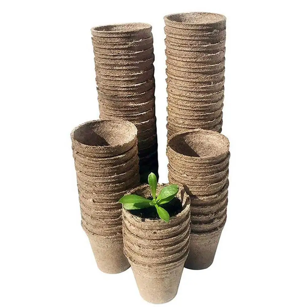 

50/100Pcs Garden Plants Nursery Paper Pots Biodegradable Seedling Raising Cup Wide Paper Pulp Peat Pots 8x8cm Plant Nursery Cup