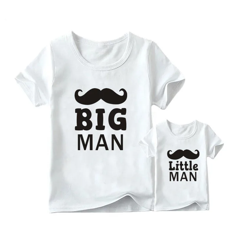 Футболка для сына с надписью Big Man Little одежда папы белая футболка летние топы