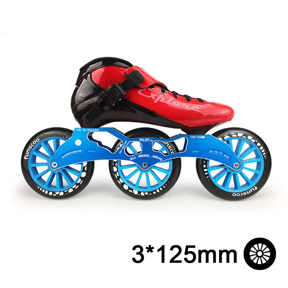 ISPORTS скоростные роликовые коньки из углеродного волокна для соревнований 3*125 мм или 4*100/110 мм уличные гоночные коньки Patines роликовые коньки SH56 - Цвет: Red Blue