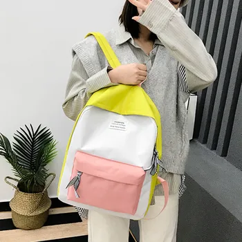 

2020 new women's shoulder bag ladies large capacity travel bag fashion casual canvas solid color zipper backpack