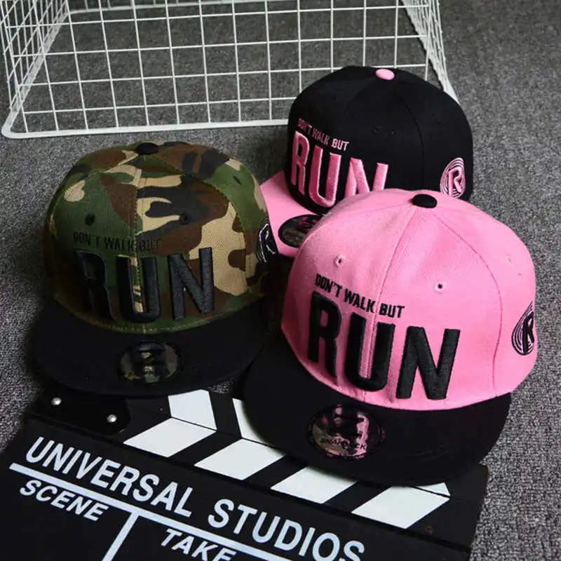 Camo Run Letter Snapback Baseball Cap Camouflage Hip Hop Hat Outdoor Sports Street Dance Fashion Casual Pink Hat for Men_voghion.com