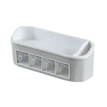 

Kitchen Storage 2 Layers Organizer Tools Modern Multifunctional Spice Jar Seasoning Rack 4 Grids Moisture-proof Desktop Shelf