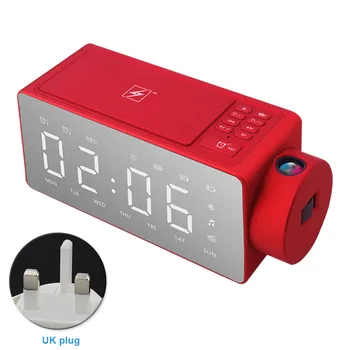 

Projection Bluetooth Speaker Alarm Clock Desktop Decoration One-Click Snooze Wireless Charging DIY Ringtone Smart FM Radios
