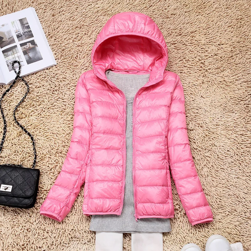 Goedkoop 7XL Goedkope Ultra Licht Down Winter Warm Hooded Veer Puffer Jas Voor Meisje Korte Lente Herfst Jas Vrouwelijke Vrouwen Grote grootte Eend