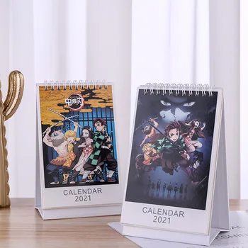 

2021 Anime Demon Slayer Kimetsu no Yaiba Desk Calendar Kamado Tanjirou Cartoon Figure Calendars Daily Schedule Planner