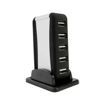 

New Vertical 7-port USB 2.0 USB Hub High Speed One Seat Base and Seven Ports USB hub Splitter with Power Supply Black
