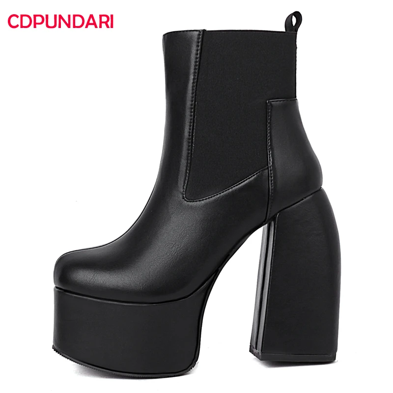 Botines negros de tacón superalto para Mujer, botas Punk con plataforma, zapatos de fiesta, Botines plateados para Mujer, e Invierno|Botas hasta el tobillo| - AliExpress