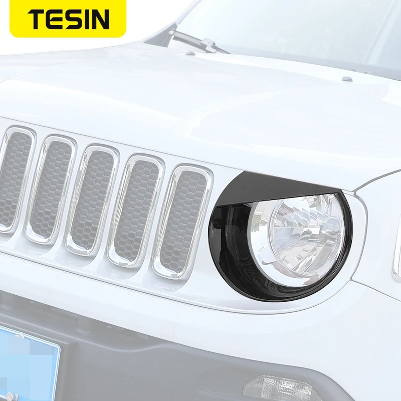 ABS Auto Frontgrill Scheinwerfer Dekoration Ring Rücklicht Rücklicht  Abdeckung Aufkleber für Jeep Renegade 2016-2018 Up Auto Außenzubehör,  Schwarz