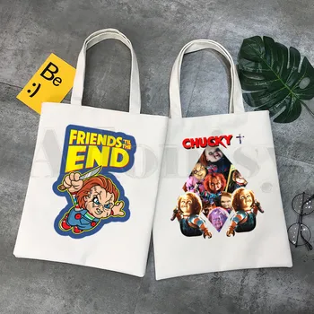 

Horror Movie Child of Play Character Chucky Cartoon Print Shopping Bags Girls Fashion Life Casual Pacakge Hand Bag