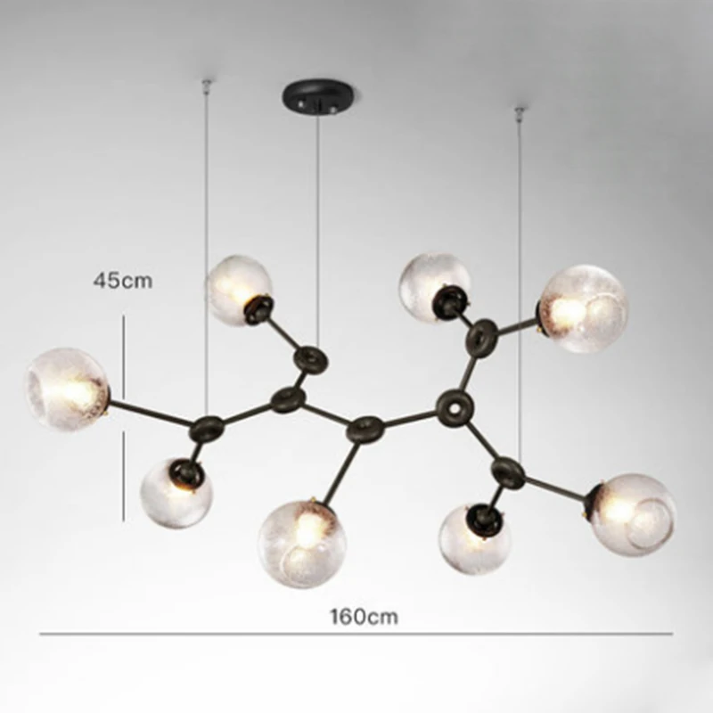8lights black Современный минималистский золотой металлической краской Регулируемая люстра художественный дизайн Стеклянный Шар Абажур Светодиодный E27 освещение украшение гостиной - Цвет абажура: 8lights black