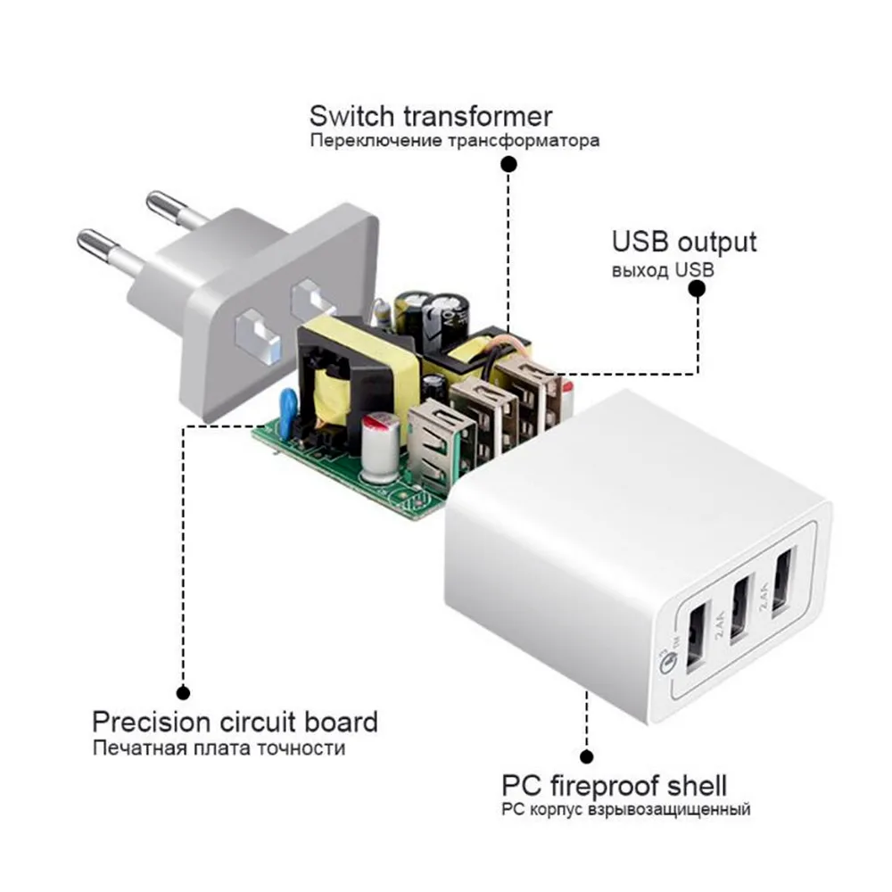 Универсальный 18 Вт USB quick charge 3,0 5V 3A для iPhone X 7 8 EU US Plug, быстрое зарядное устройство для мобильного телефона Samsug s8 s9 huawei