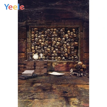 

Yeele Halloween Skull Old Brick Wall Spider Web Baby Photography Backgrounds Customized Photographic Backdrops for Photo Studio