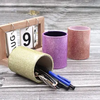 

1Pc Colorful Pen Holder Makeup Brushes Holder Fashion Organizer Case Brush PU Leather Pen Holder Desktop Storage Supplies