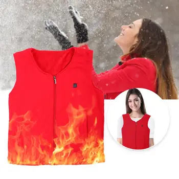 

Electric Heated Pain Relieve Vest Waistcoat Thermal Warm Clothes USB Heating Outdoor Winter Vest (Red Free size) For Health Care