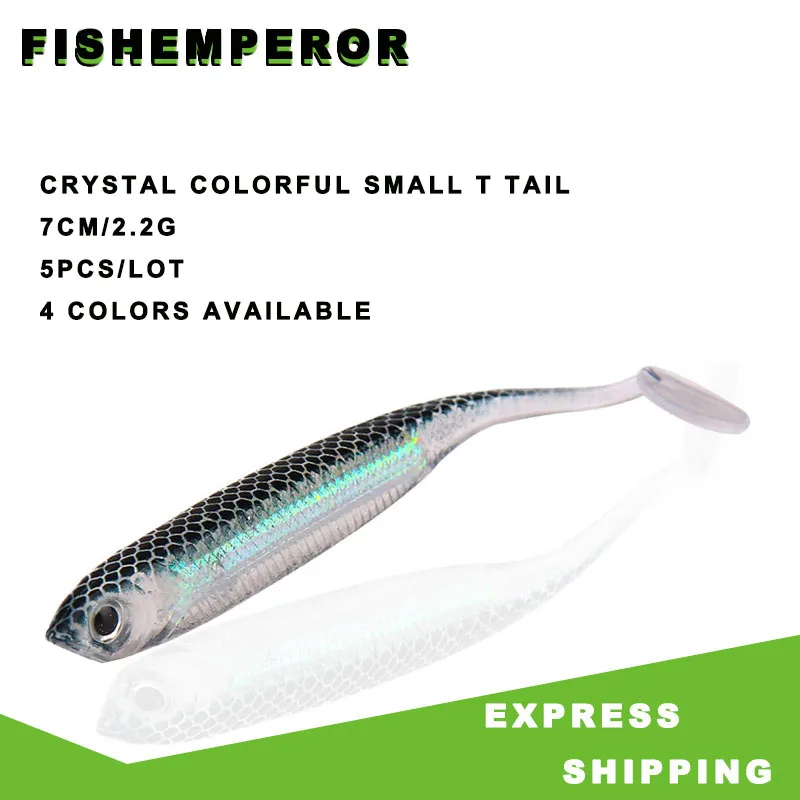 

Fishing Lure Soft Lure 70mm 2.2g T-tail Wobblers Silica Gel Material Sinking Action Paddle 5pcs/Bag Articulos De Pesca