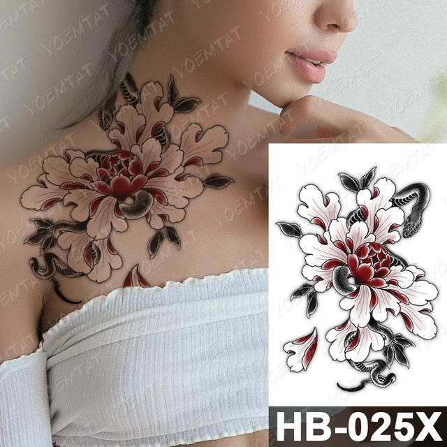 Waterproof Temporary Tattoo Sticker Dark Old School Moth Butterfly Flash Tattoos Snake Rose Body Art Arm Fake Tatoo Women Men 52-HB025X