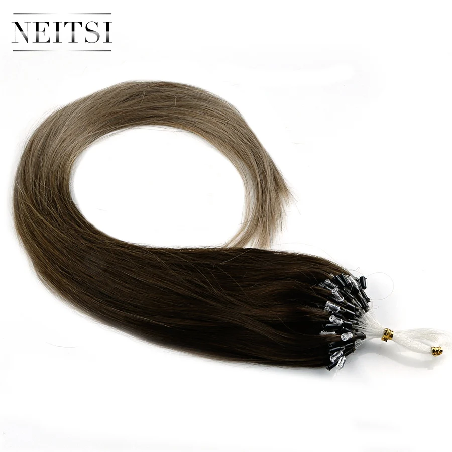 Neitsi петля микро кольцо машина сделал Remy волосы для наращивания 100% человеческие