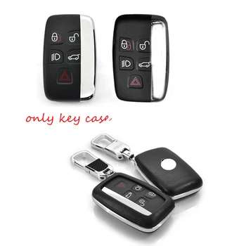 

White Car Remote Leather Case FOB Key Cover Fit For Land Rover LR4 Range Rover Evoque Sport HSE with Key chain