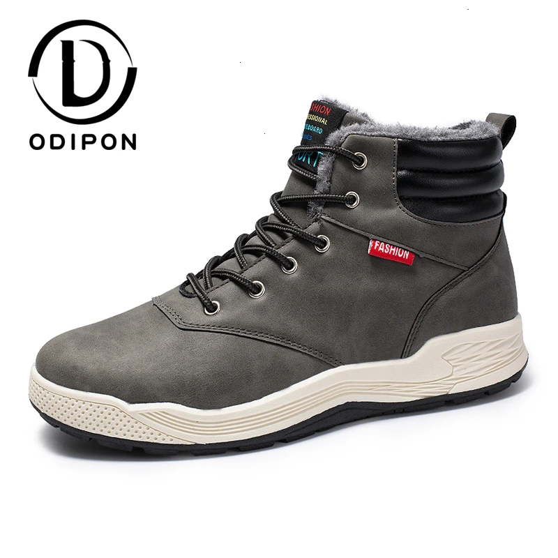 Odipon Winter Shoes Men Outdoor Sports Shoes Keep Warm Plus Fur Running