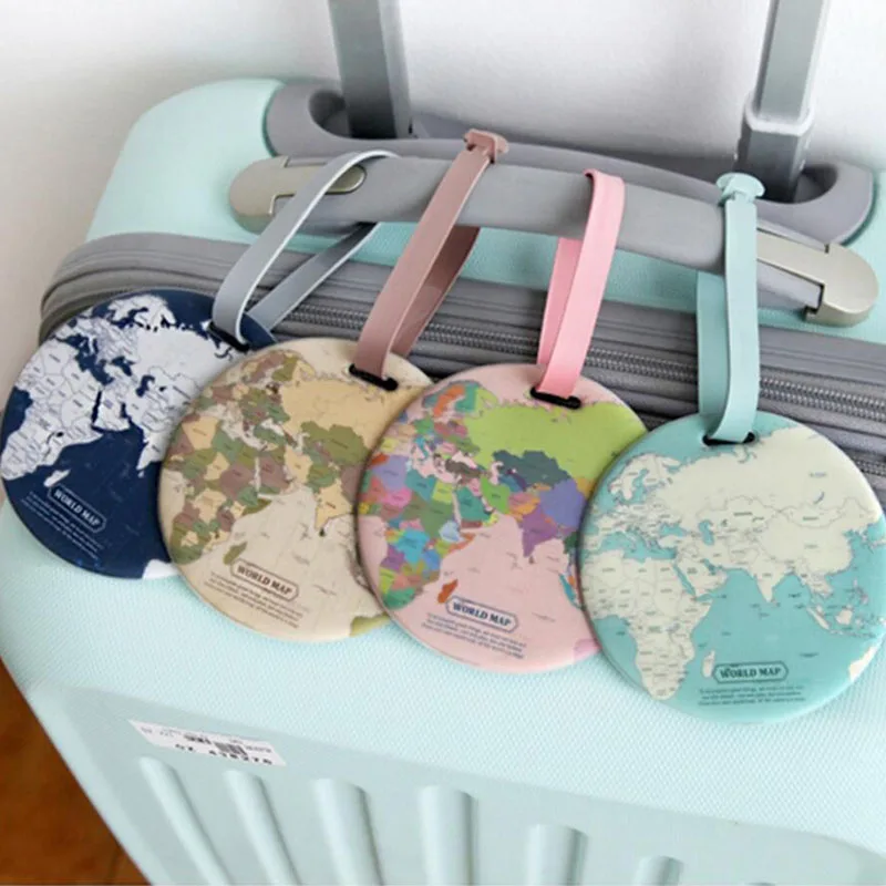 

Fashion Map Luggage Tag Women Travel Accessories Silica Gel Suitcase ID Address Holder Baggage Boarding Tag Portable Label Bag