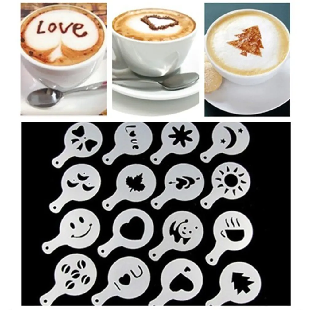 Plastic Flower Mold Fancy Coffee Printing Model Coffee Milk Foam Spray Flower Template