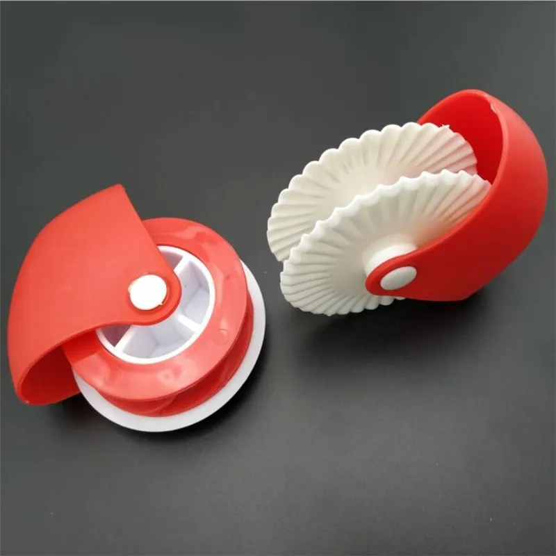 2PCS Kitchen Pizza Pastry Lattice Cutter Pie Decor Plastic Wheel Roller Crust