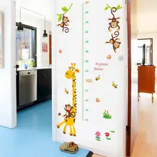 

Wall Sticker Self-adhesive Cute Height Chart Design Giraffe Monkey Wall Decal for DIY Kids Children Room