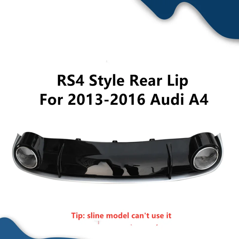 

High Quality PP Rear Bumper Lip Spoiler Diffuser Cover For Audi A4 B8.5 2013 2014 2015 2016