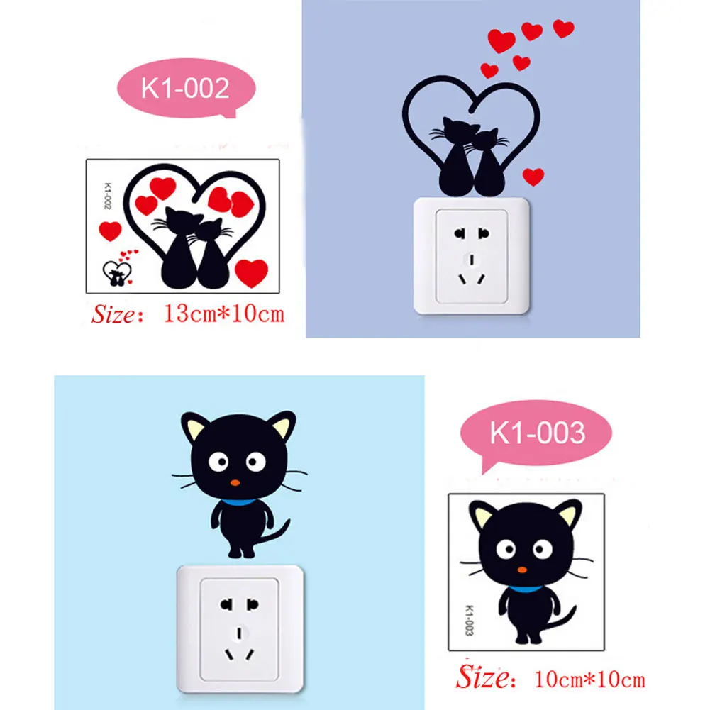 Переключатель наклейки мультфильм кошка шаблон на стену украшения DIY