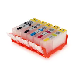 5 видов цветов PGI-525BK CLI-526BK CMY многоразового картридж для CANON PIXMA MG5250/MG5150/MX885/IX6550 принтера