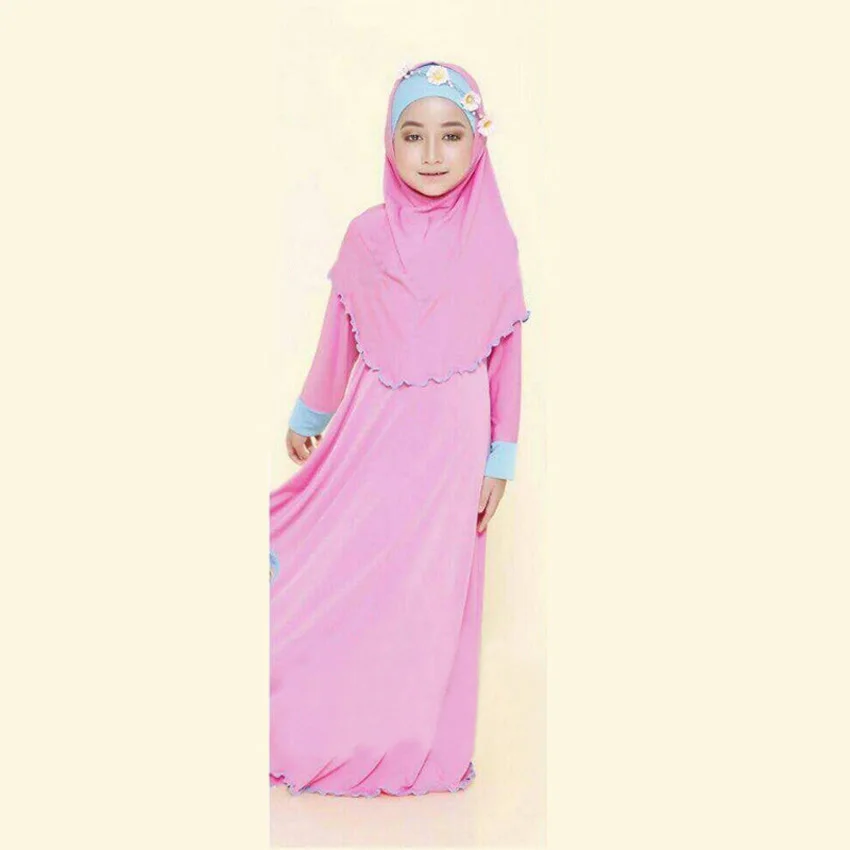 Комплект одежды из 2 предметов: хиджаб+ платье; мусульманские костюмы для девочек; платье принцессы с принтом из мультфильма; турецкий кафтан; Исламский арабский халат