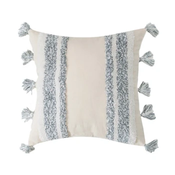 

Hand-Embroidered Tufted Pillow Nordic Geometric Tassel Cushion Pillowcase