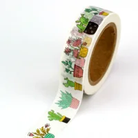 1PC. 1.5cmx10m Decor Cute Succulent Cactus Potted Plants Washi Tape Paper DIY Scrapbook Planner Adhesive Masking Tape Stationery 1