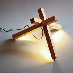 Креативная деревянная подставка прикроватная настольная лампа художественный крест дизайн Кабинет Кофейня освещение в лофте