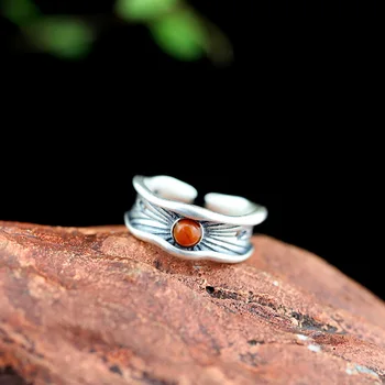 

silver items S925 pure silver ornaments Thai silver handmade ms south red ring opening design small and pure and fresh