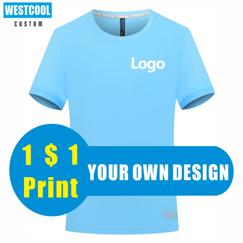 

10Color Round Neck Quick-Drying T-shirt Custom Logo Print Personal Team Brand Embroidery Text Picture Summer WESTCOOL