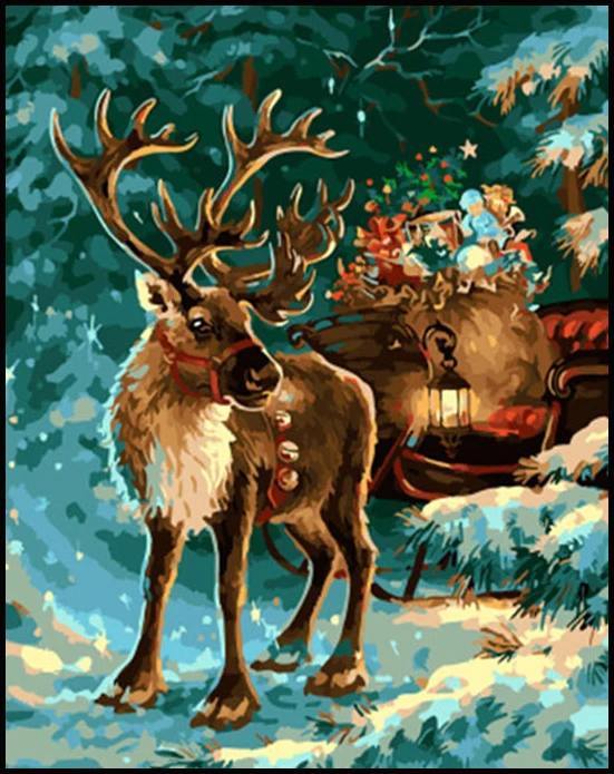Painting By Numbers Framed Santa Claus Picture DIY Paint On Canvas Hand Paint By Number for Kids Drawing Christmas Painting Gift - Цвет: picture 1
