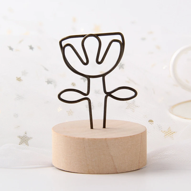 Креативный круглый деревянный фоторамка для заметок с зажимом для стола и цифр, держатель для свадебной фотосъемки, зажим для фото JWJJZ8 - Цвет: Flowers