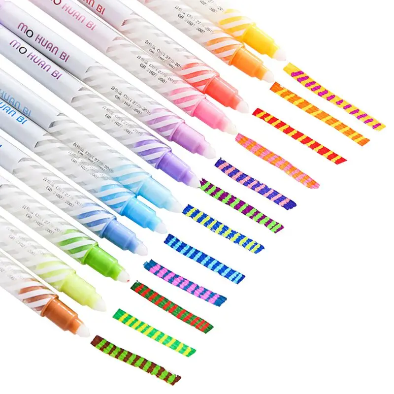 

High quality 12 Pcs Transparent Highlighter Student School Office Stationery Fluorescent art Marker Pen New